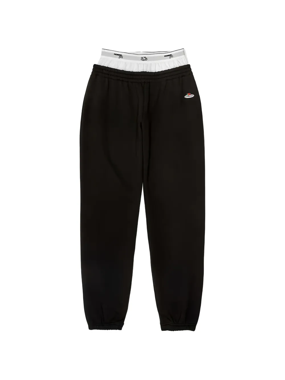 HommeGirls x Fruit Of The Loom layered-waistband logo-patch track pants - Nero