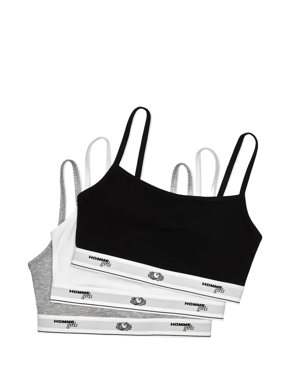 HommeGirls x Fruit Of The Loom logo-waistband cami bralettes (set-of-three)