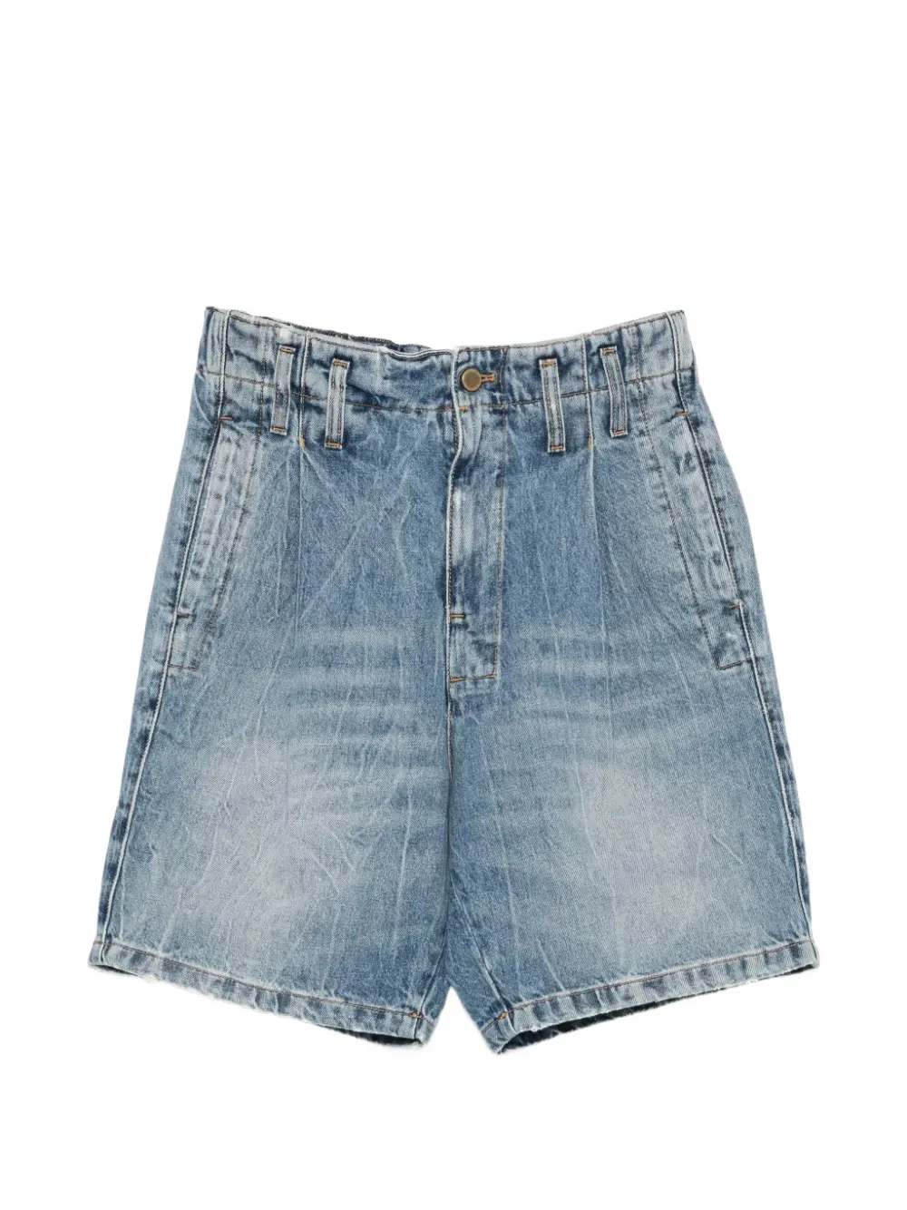 CULTURA acid-wash pleated shorts - Blau