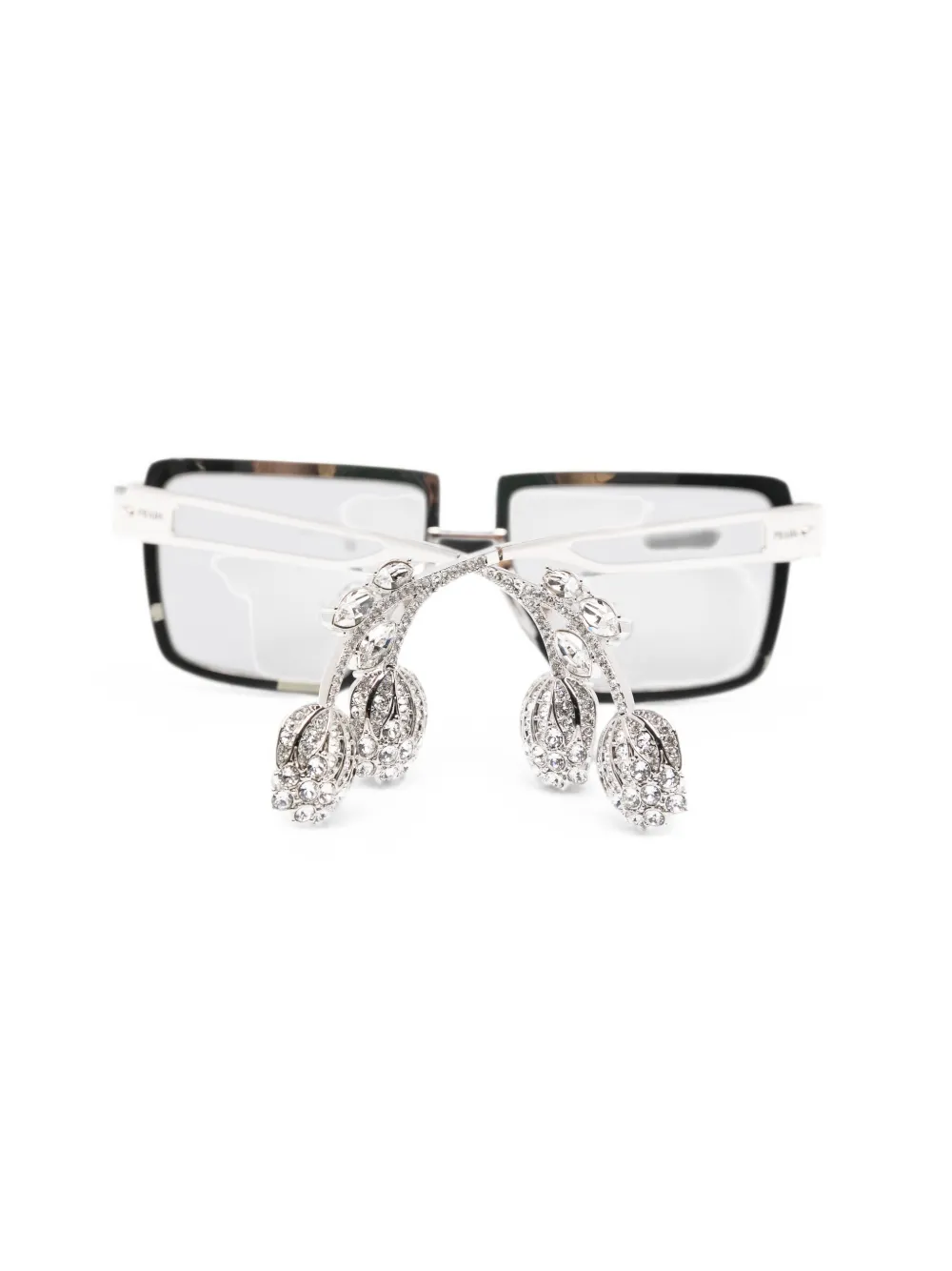 Prada Eyewear Zonnebril met geometrisch montuur en kristallen Zilver