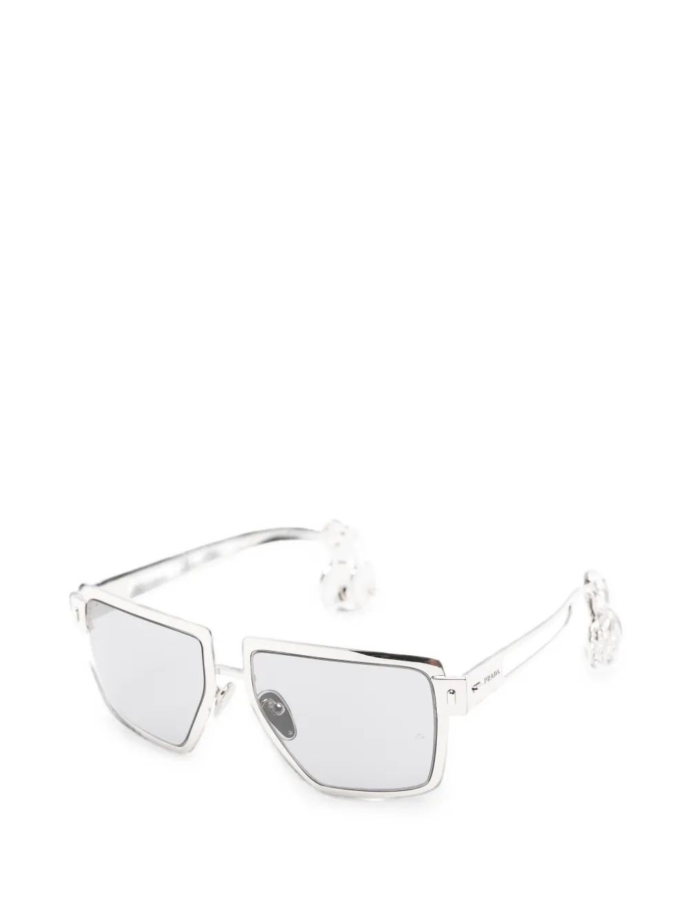 Prada Eyewear Zonnebril met geometrisch montuur en kristallen Zilver