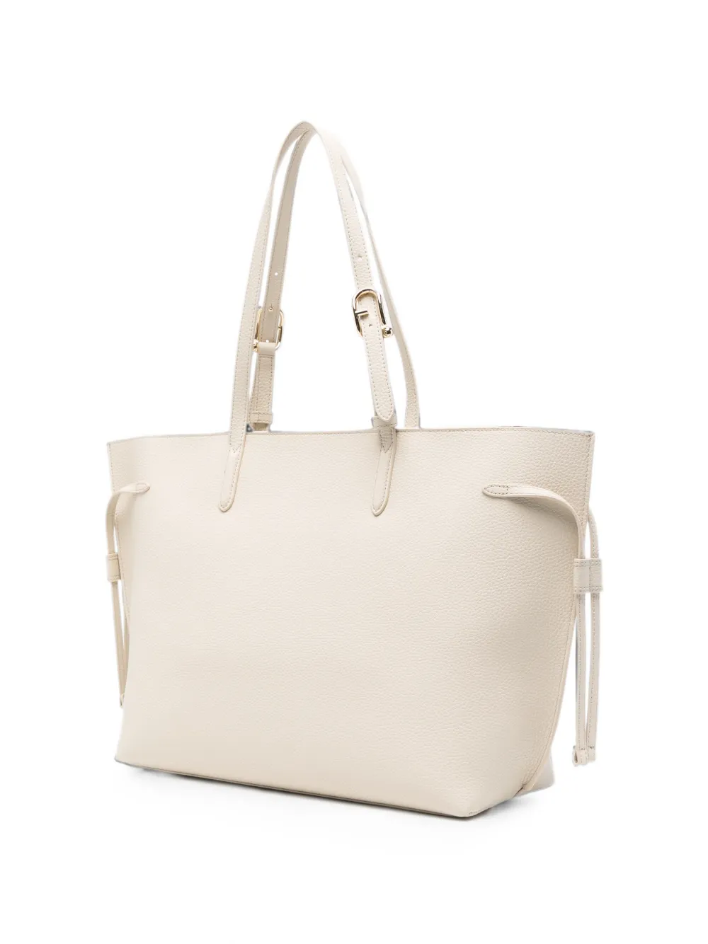 Furla Leren shopper met gespdetail Beige