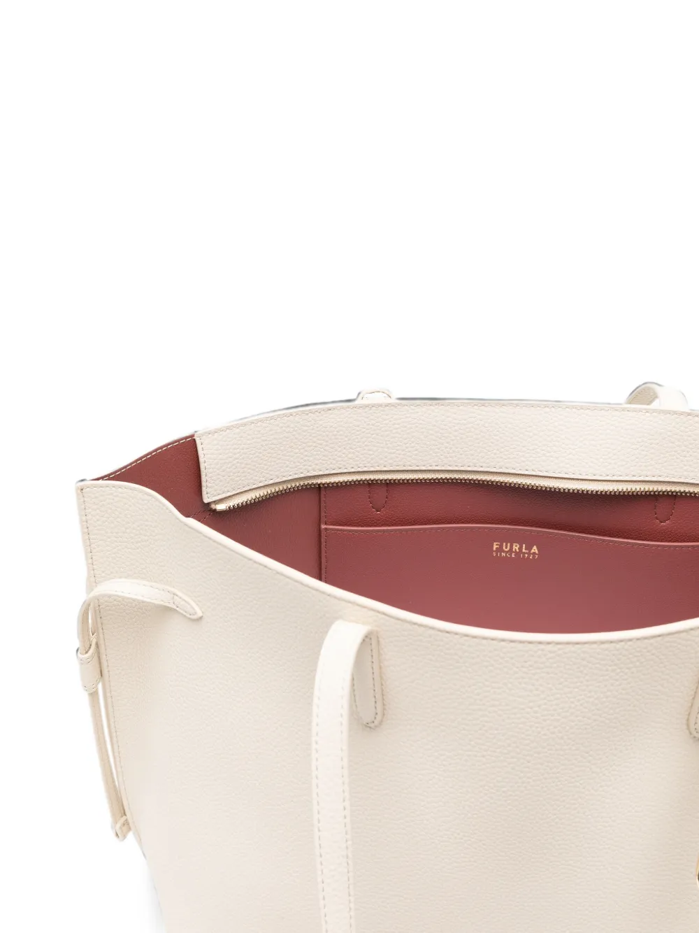 Furla Leren shopper met gespdetail Beige