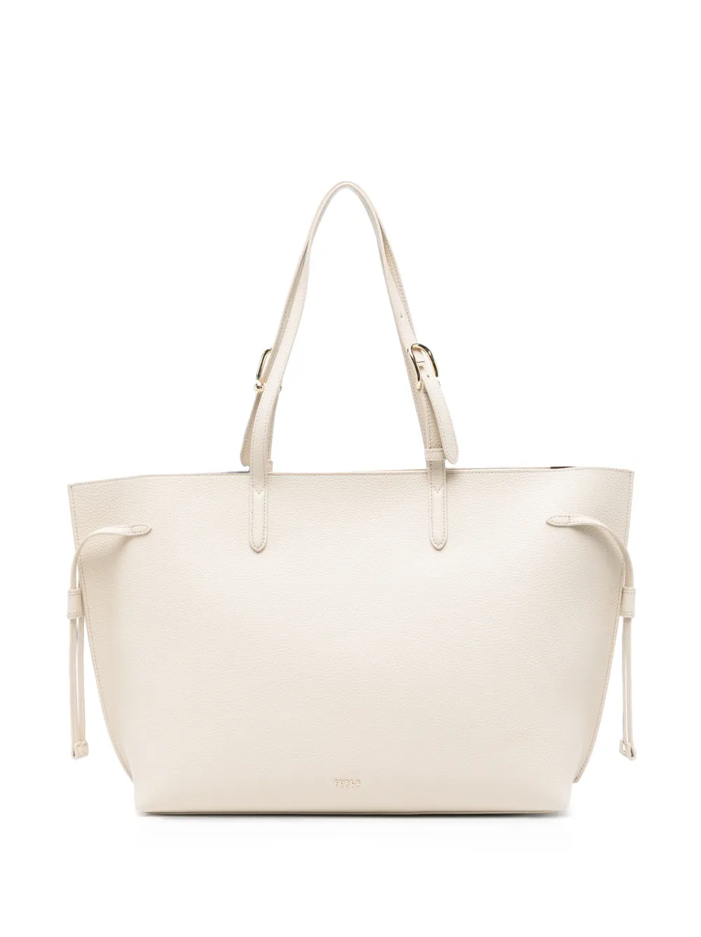 Furla buckle-detail grained leather tote bag - Neutrals