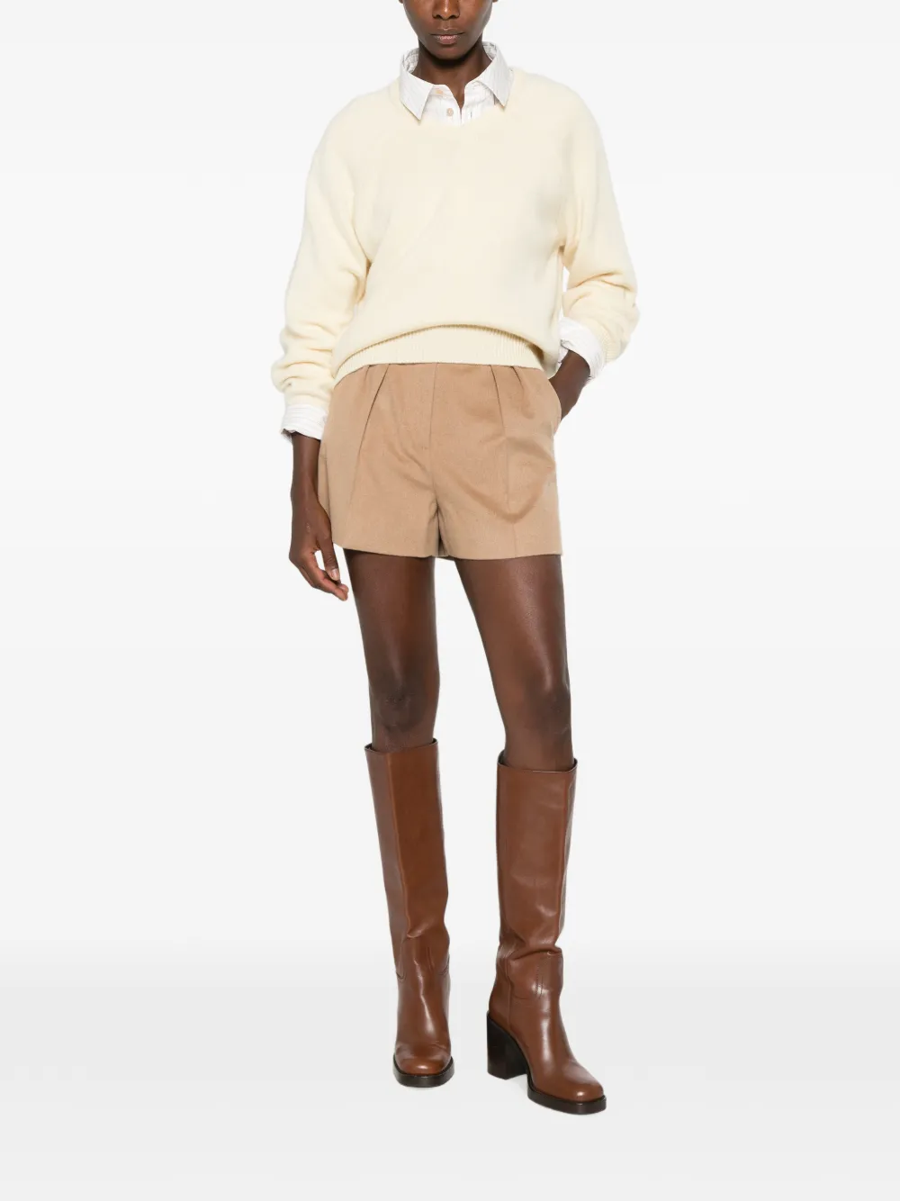 Max Mara Geplooide shorts met kamelenhaar Bruin