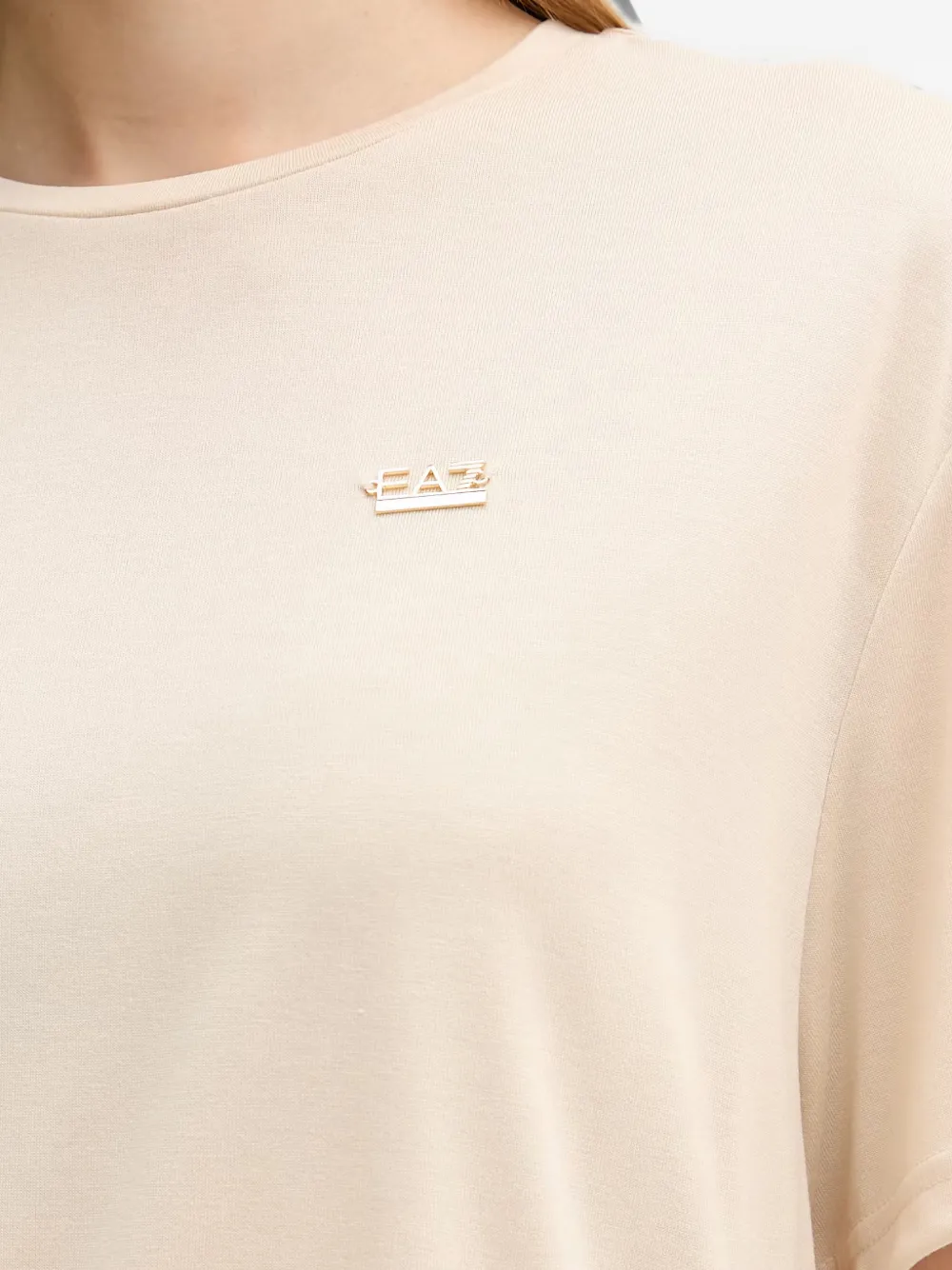 Ea7 Emporio Armani T-shirt met logoplakkaat Beige