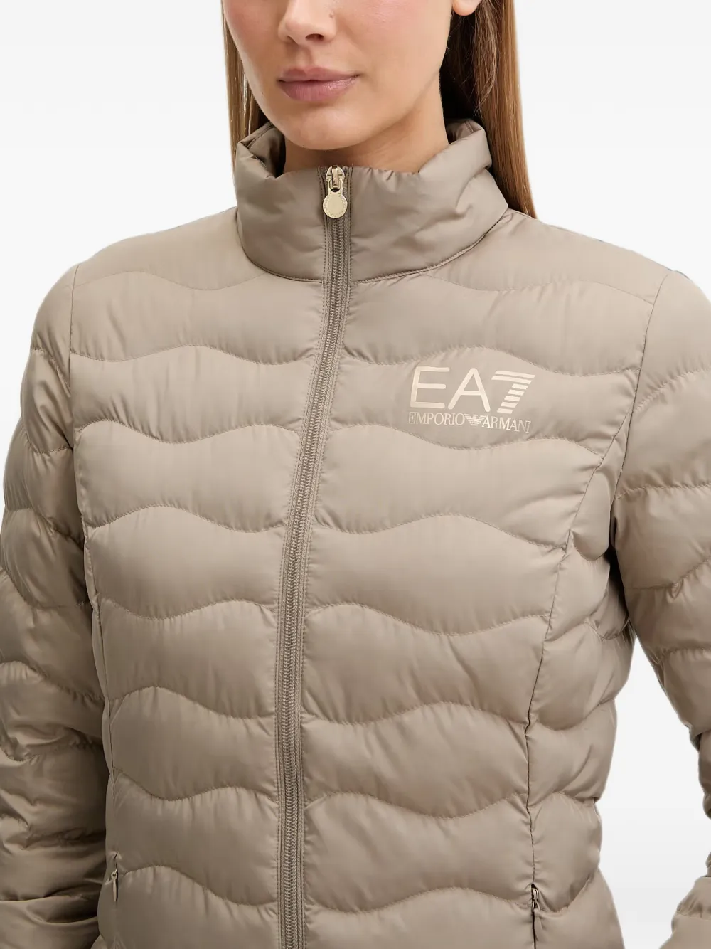 Ea7 Emporio Armani Bomberjack met logoprint Beige