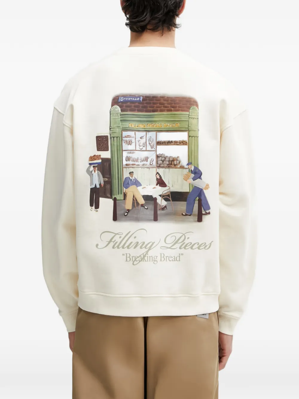 Filling Pieces Bakery sweater met grafische print Beige