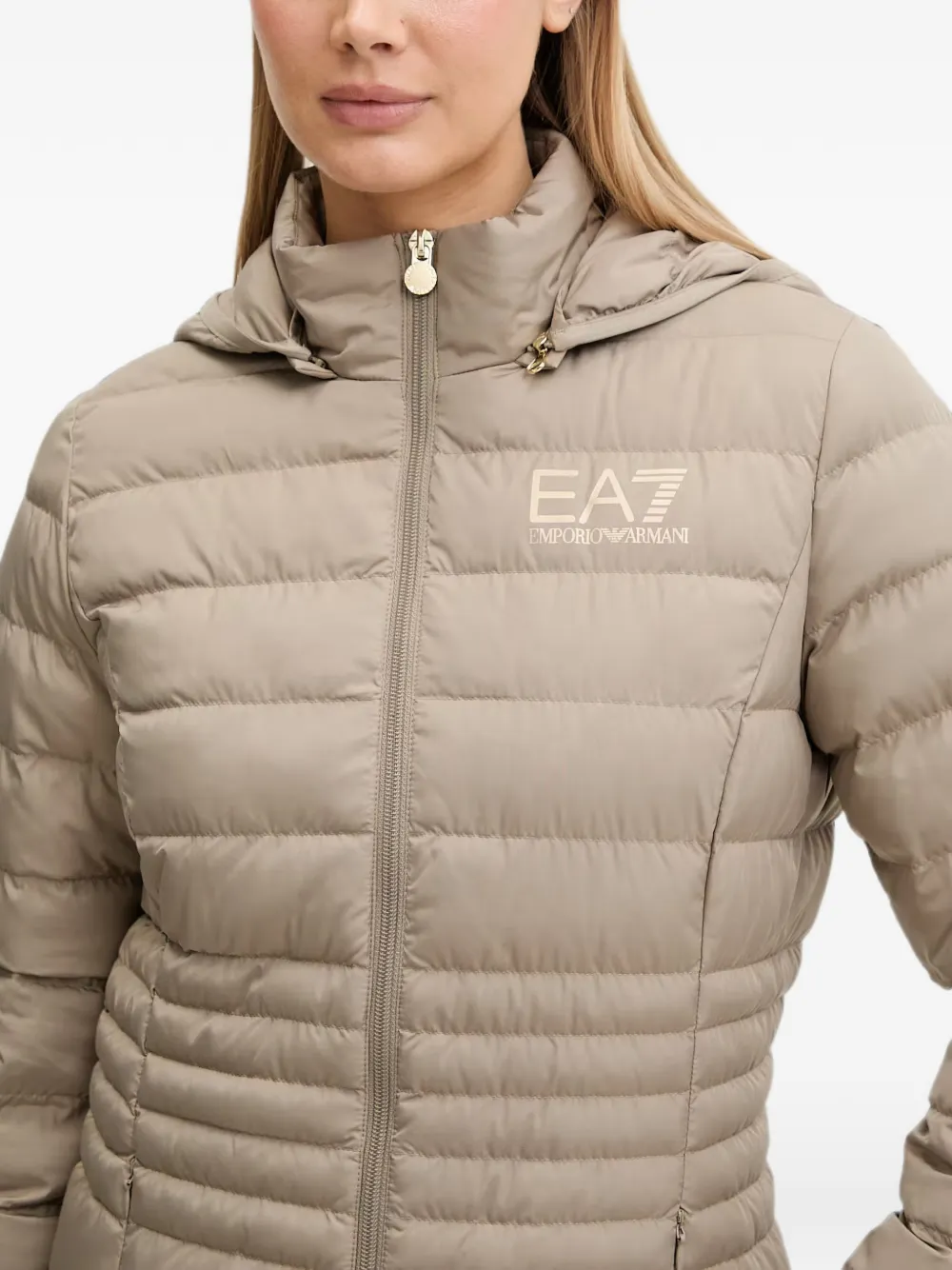 Ea7 Emporio Armani Donsjack met capuchon Beige