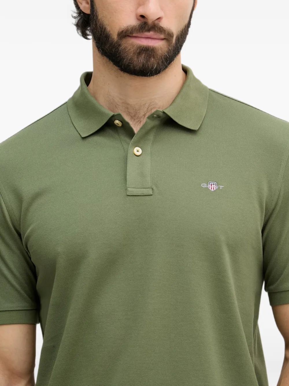 Gant Piqué poloshirt met geborduurd logo Groen
