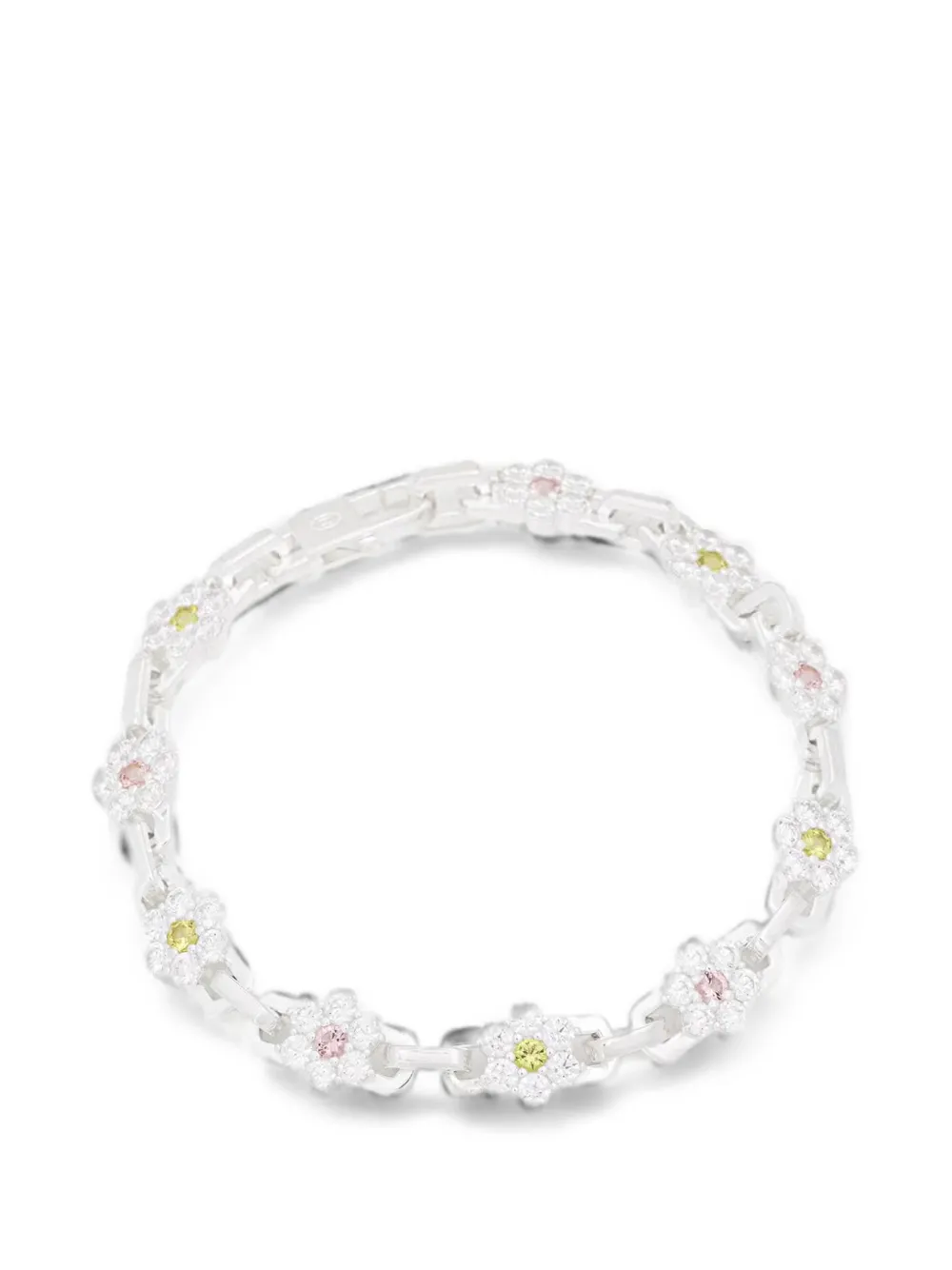 Hatton Labs crystal-embellished floral-link bracelet - Argento