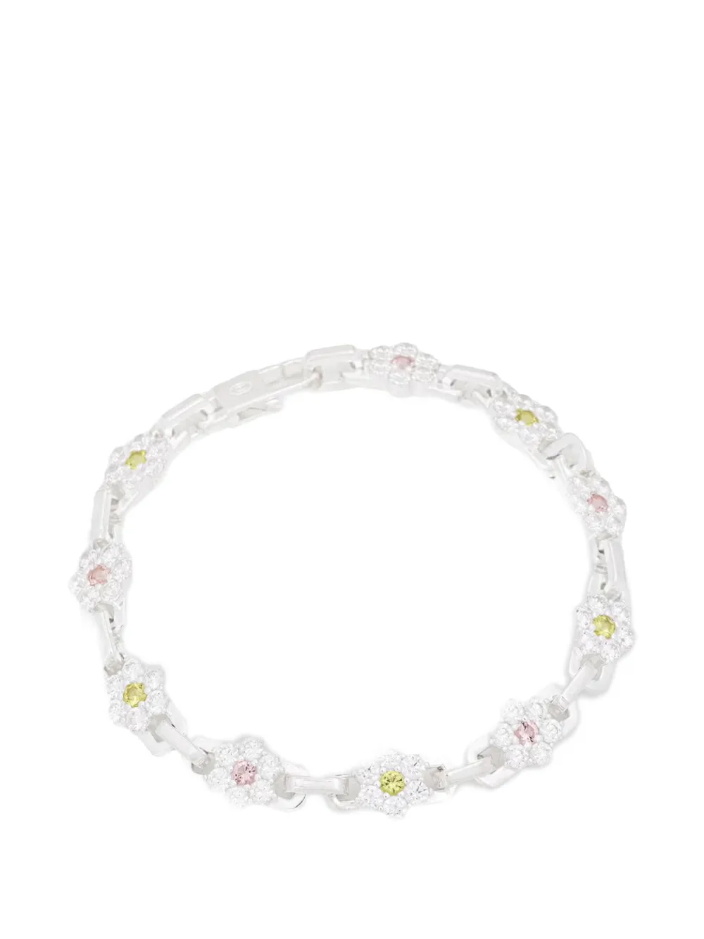 Hatton Labs crystal-embellished floral-link bracelet - Argento