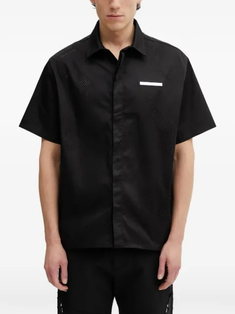 HELIOT EMIL perforated logo-plaque shirt