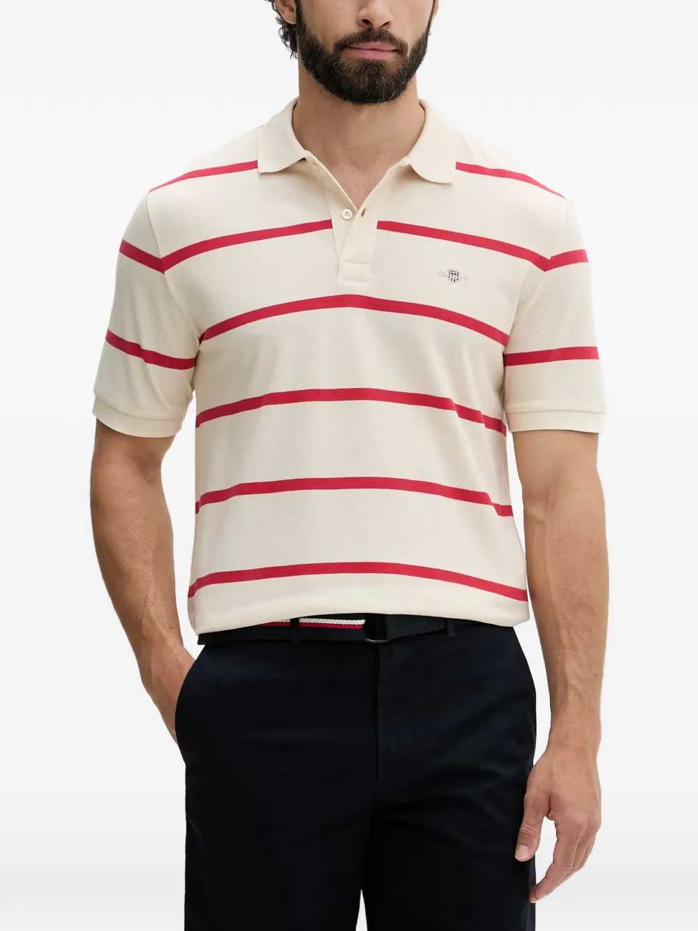 Gant striped short-sleeve polo shirt - Nude