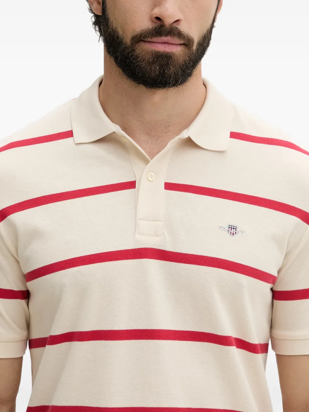 Gant Gestreept poloshirt Beige
