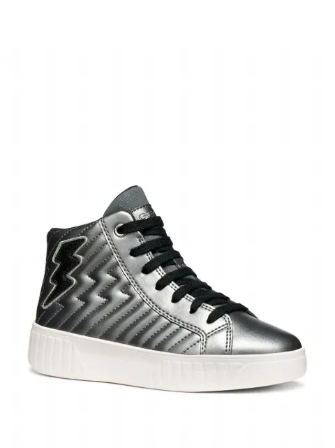 Geox Kids lightning bolt-patch quilted sneakers
