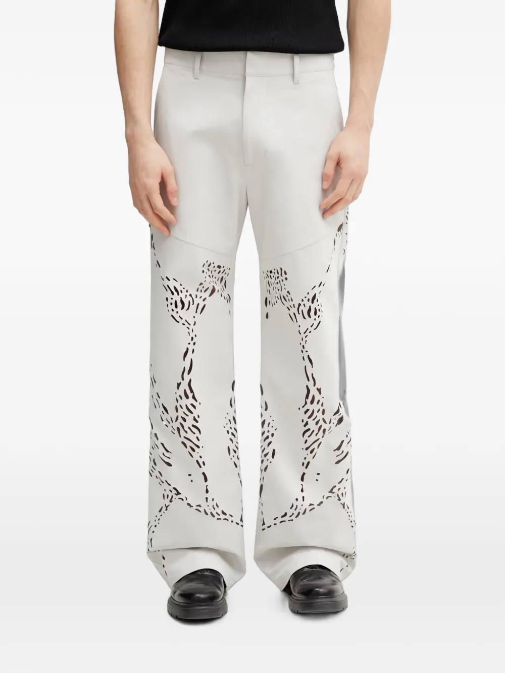 HELIOT EMIL Roan laser-cut trousers - Grigio