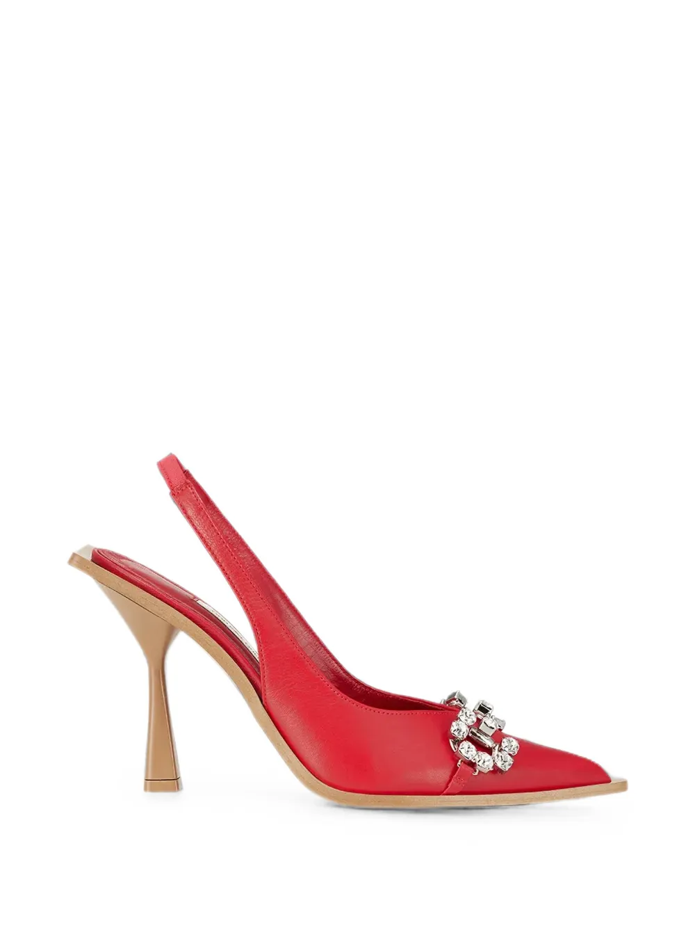 God Save Queens crystal-embellished slingback pumps Rood