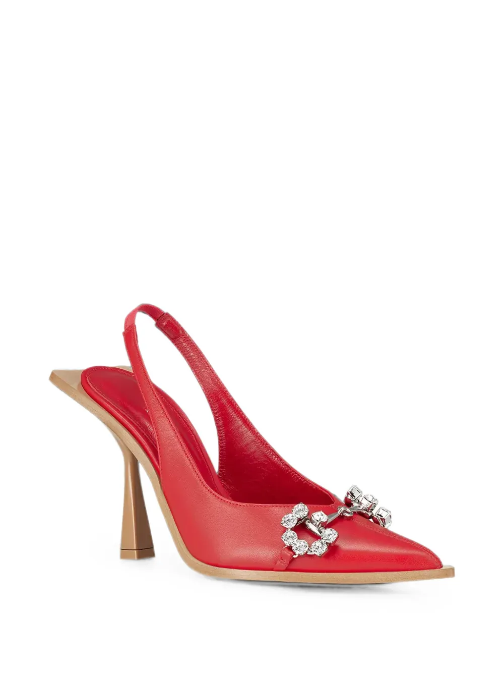 God Save Queens crystal-embellished slingback pumps Rood
