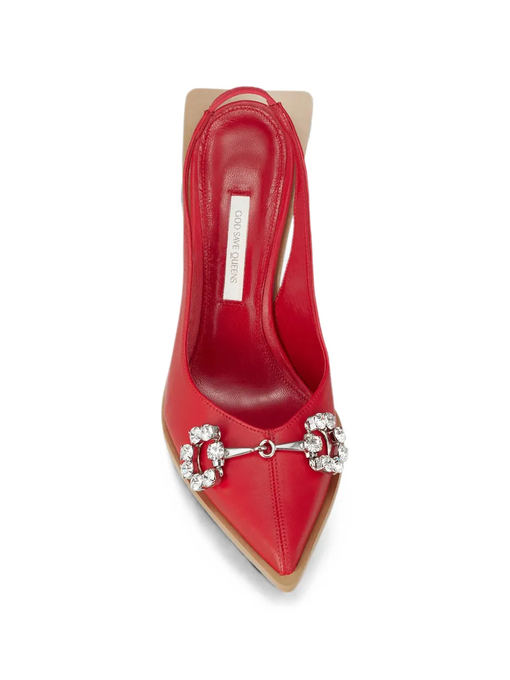 God Save Queens crystal-embellished slingback pumps Rood