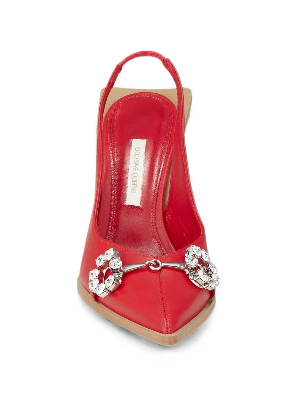God Save Queens crystal-embellished slingback pumps Rood