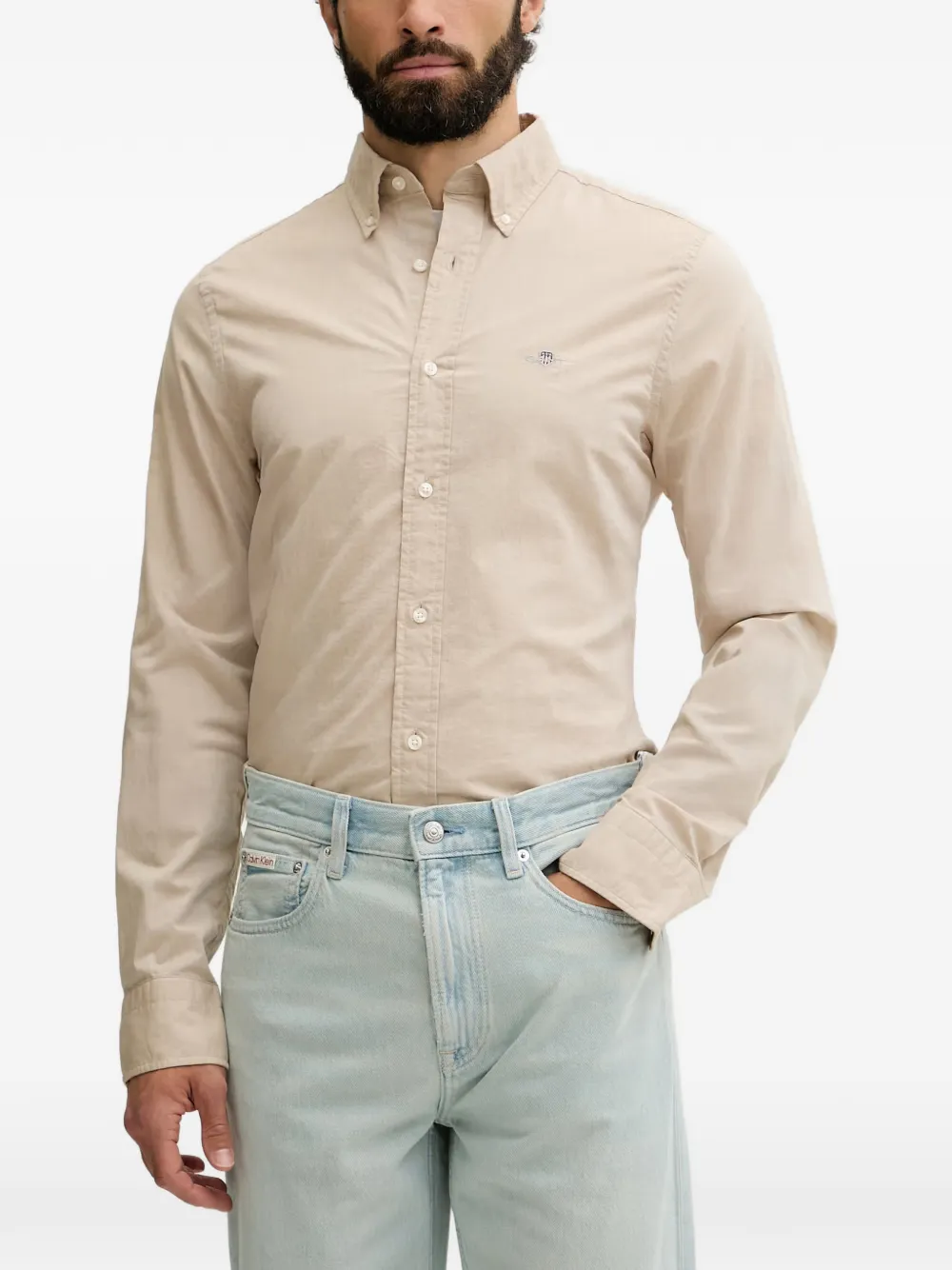 Gant embroidered-logo button-down shirt - Nude