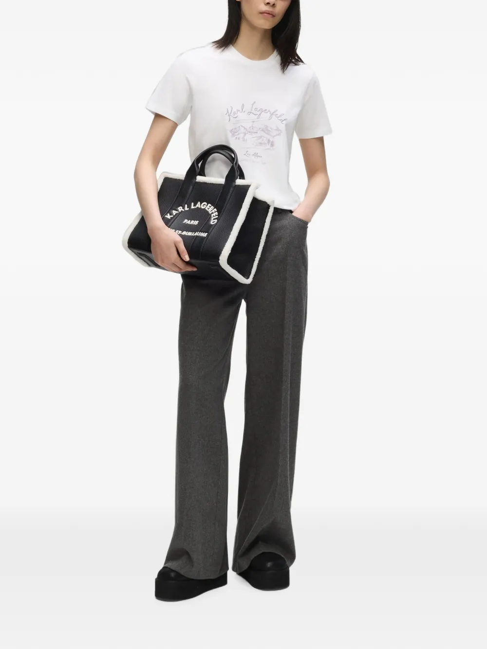 Karl Lagerfeld Medium Rue St-Guillaume vierkante lammy shopper Zwart