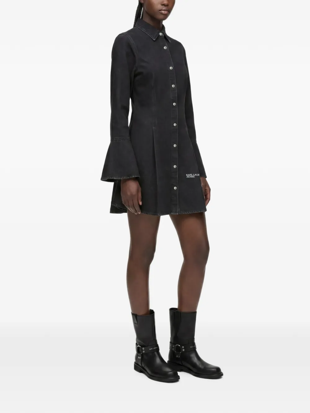Karl Lagerfeld Jeans Denim jurk met wijde mouwen Zwart