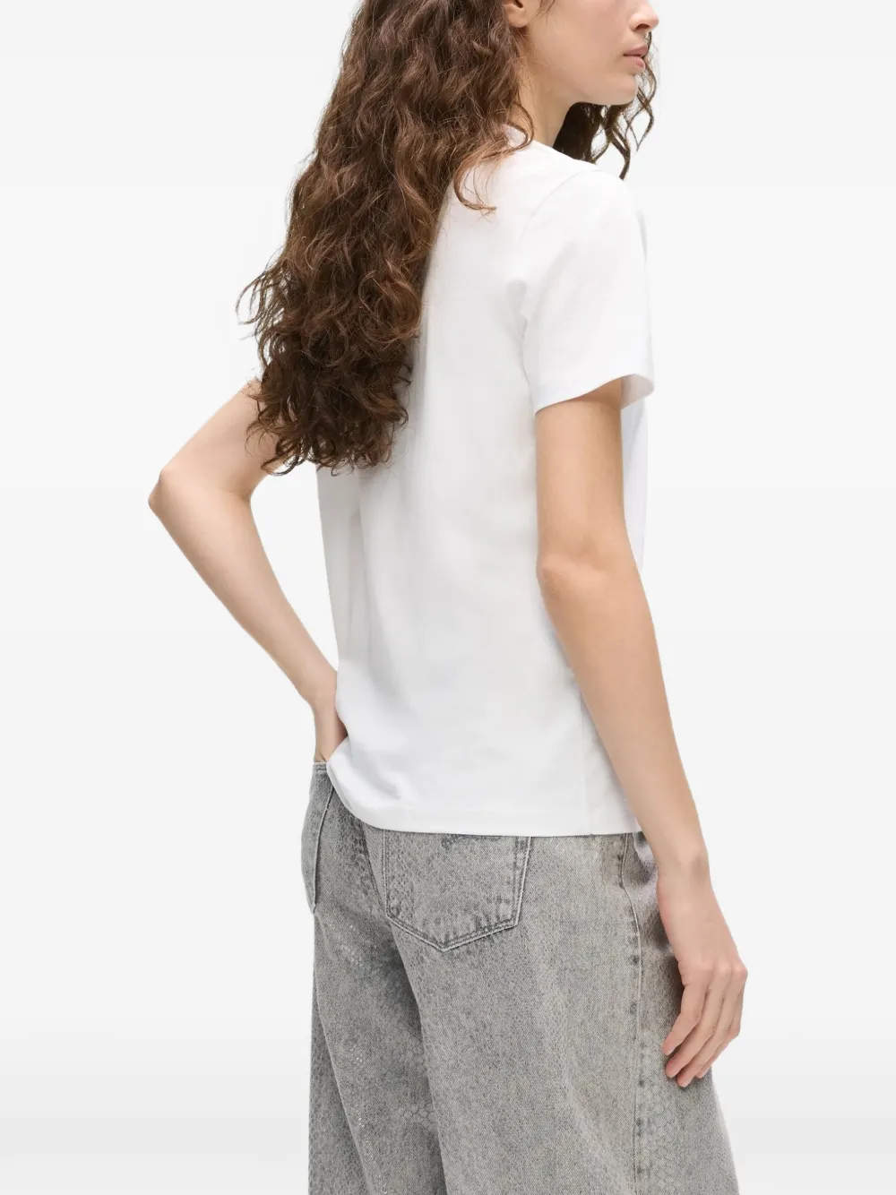 Karl Lagerfeld T-shirt met knoop-detail en geborduurd logo Wit