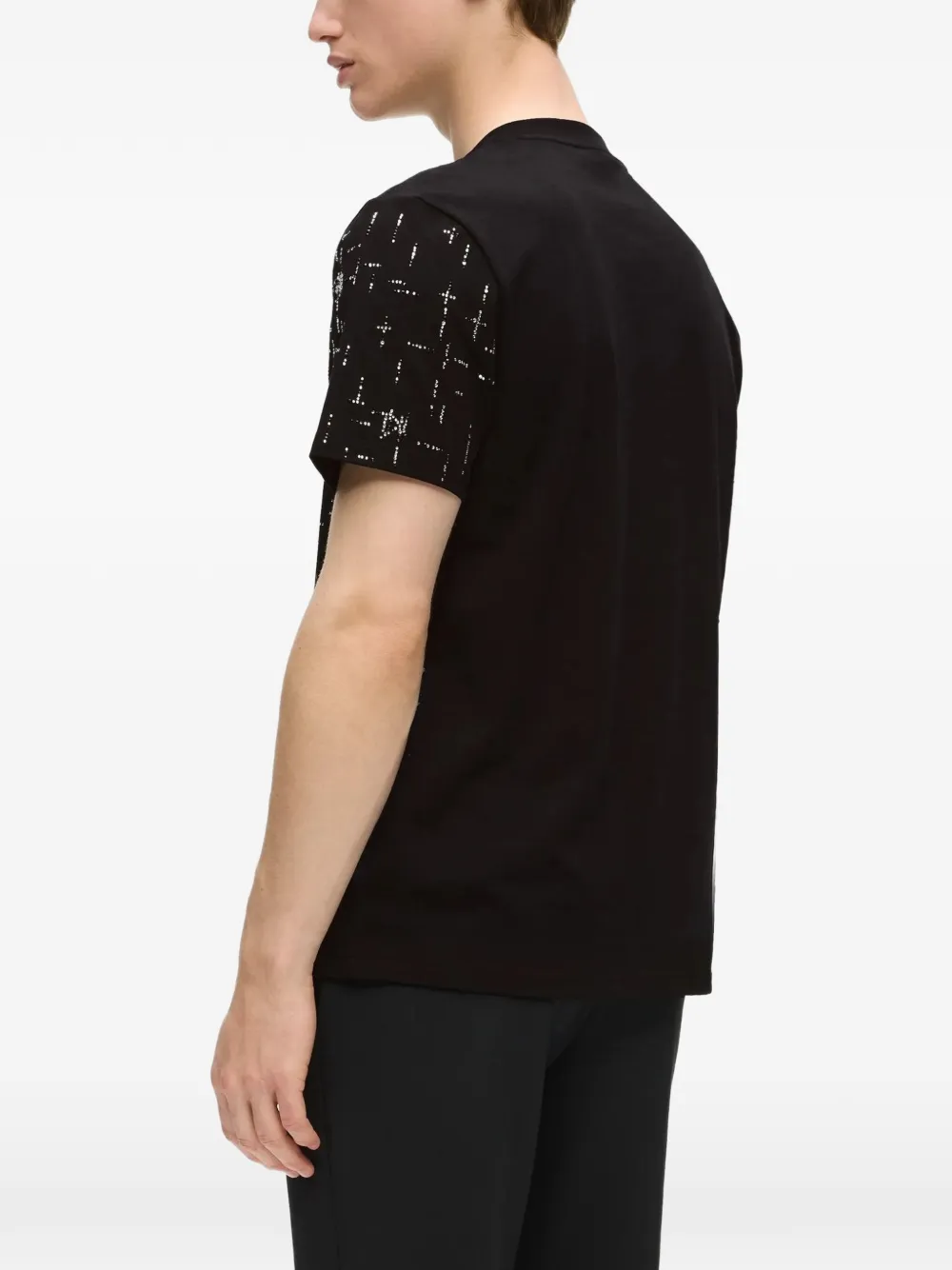Karl Lagerfeld Katoenen T-shirt versierd met stras Zwart
