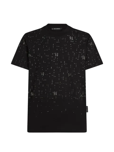 Karl Lagerfeld rhinestone-embellished monogram cotton T-shirt