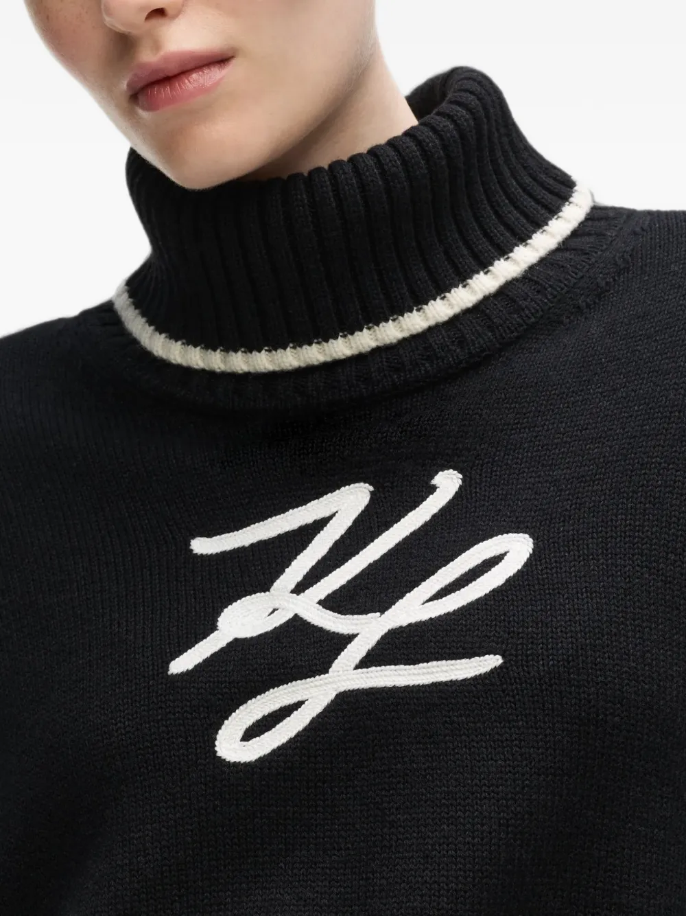 Karl Lagerfeld Soutache coltrui Zwart