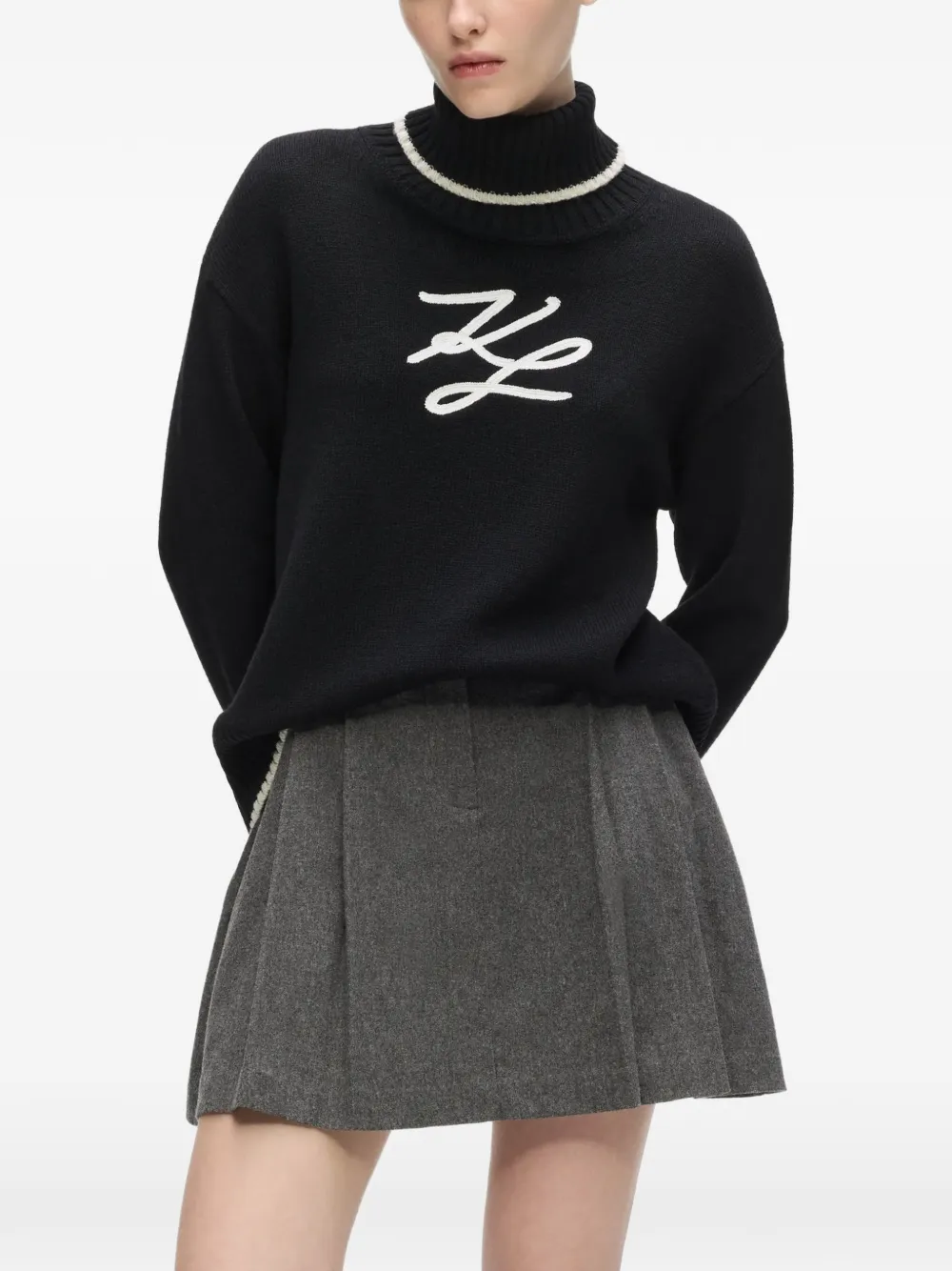 Karl Lagerfeld Soutache coltrui Zwart
