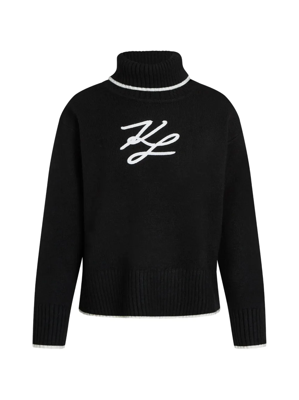 Karl Lagerfeld Soutache Rollkragenpullover - Schwarz