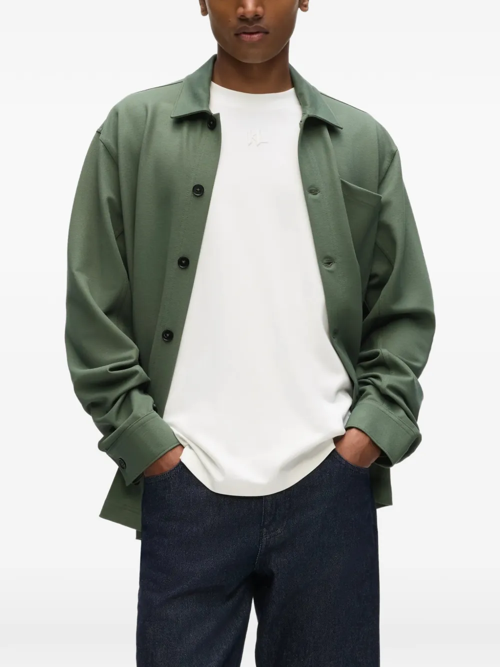Karl Lagerfeld Shirtjack met knopen Groen