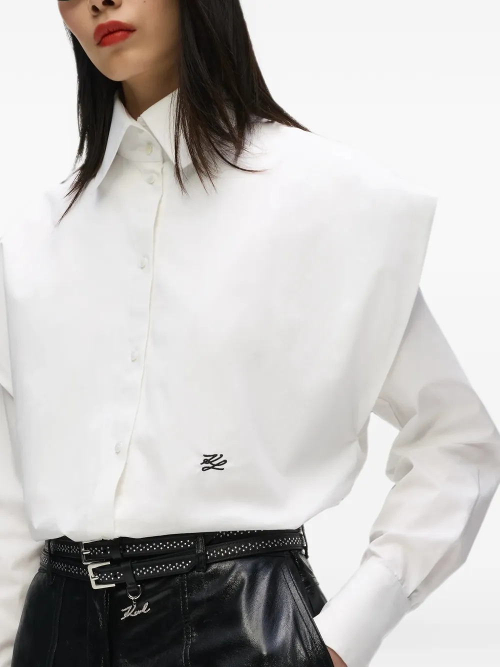 Karl Lagerfeld Blouse met schouderdetail Wit