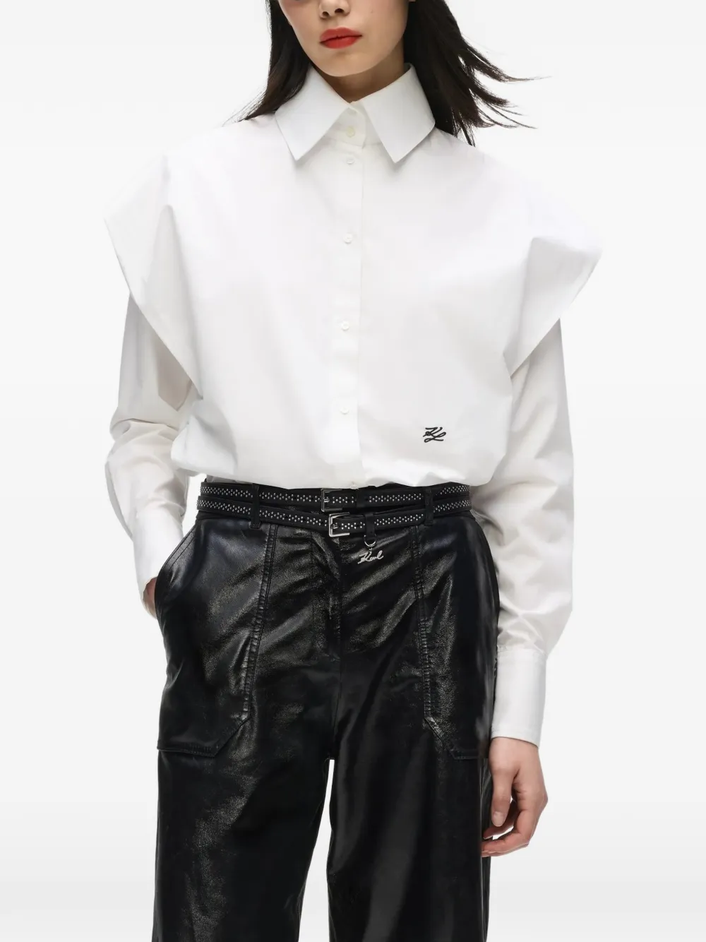 Karl Lagerfeld Blouse met schouderdetail Wit