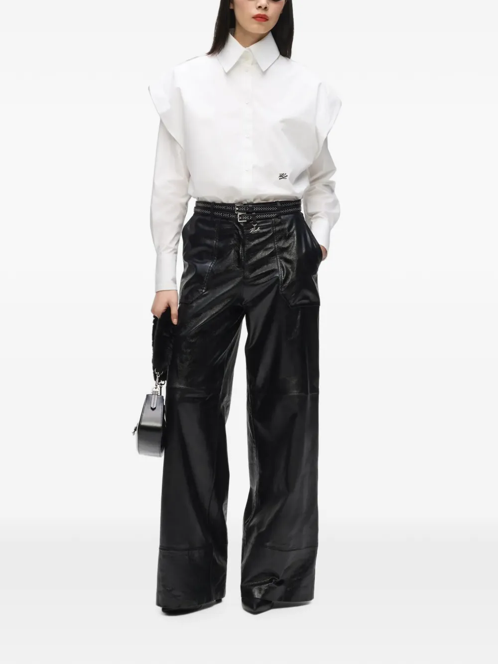 Karl Lagerfeld Blouse met schouderdetail Wit