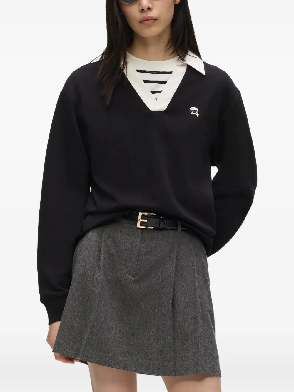 Karl Lagerfeld Ikon sweater met V-hals Zwart