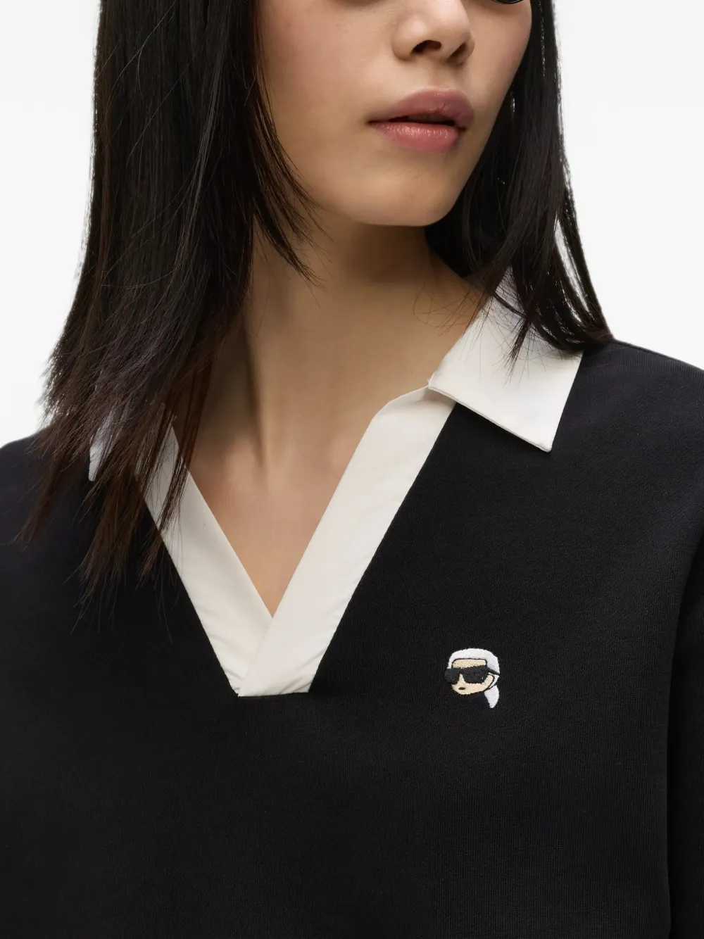 Karl Lagerfeld Ikon sweater met V-hals Zwart