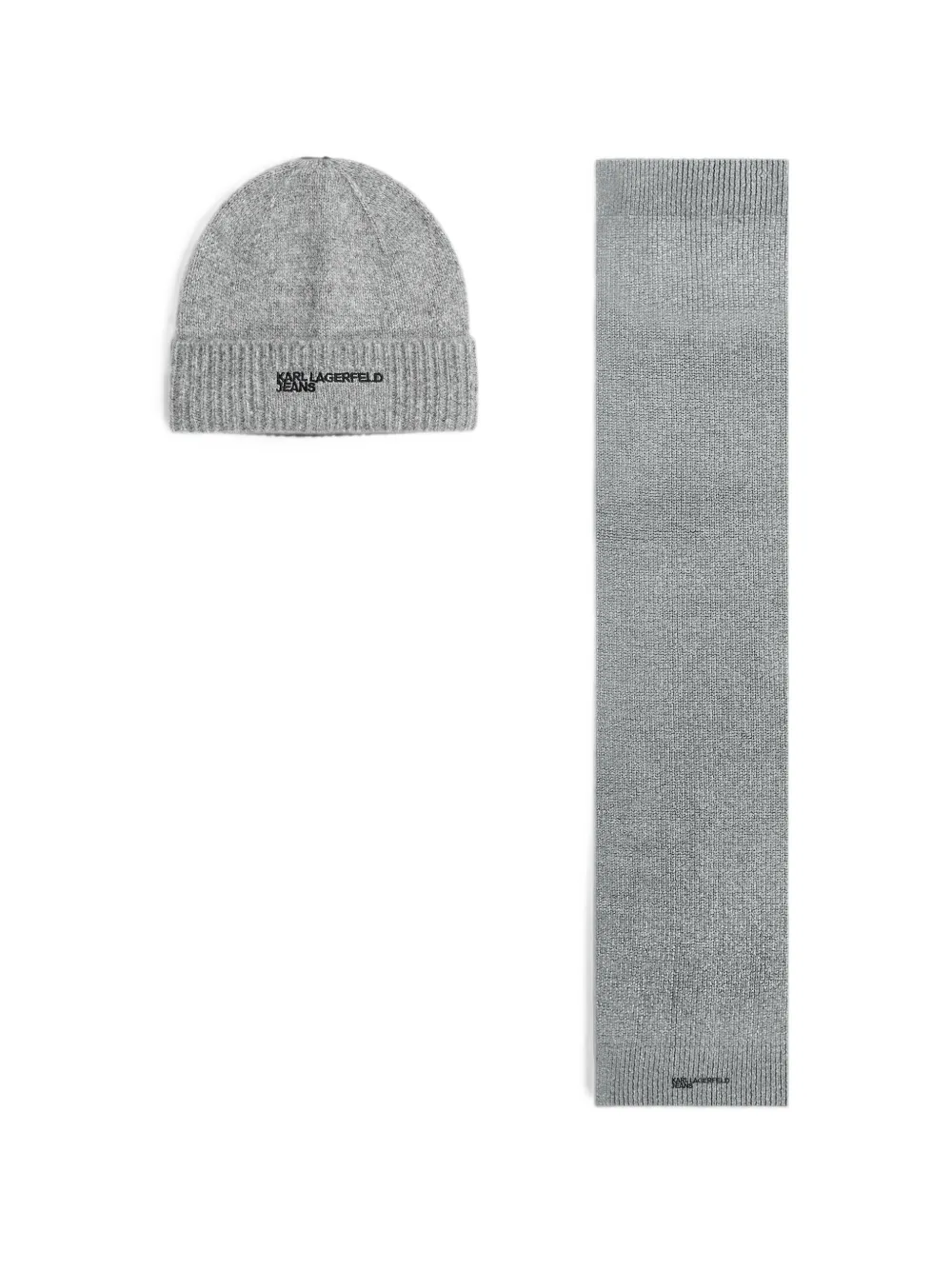 Karl Lagerfeld Jeans Meliertes Geschenk-Set mit Beanie und Schal - Grau
