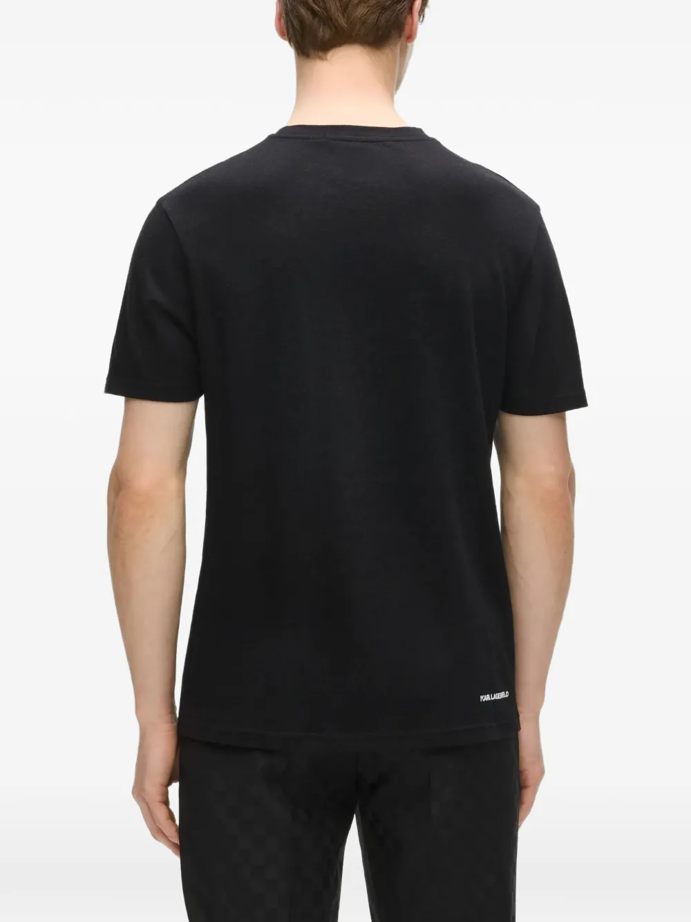 Karl Lagerfeld T-shirt van wolblend met monogram Zwart