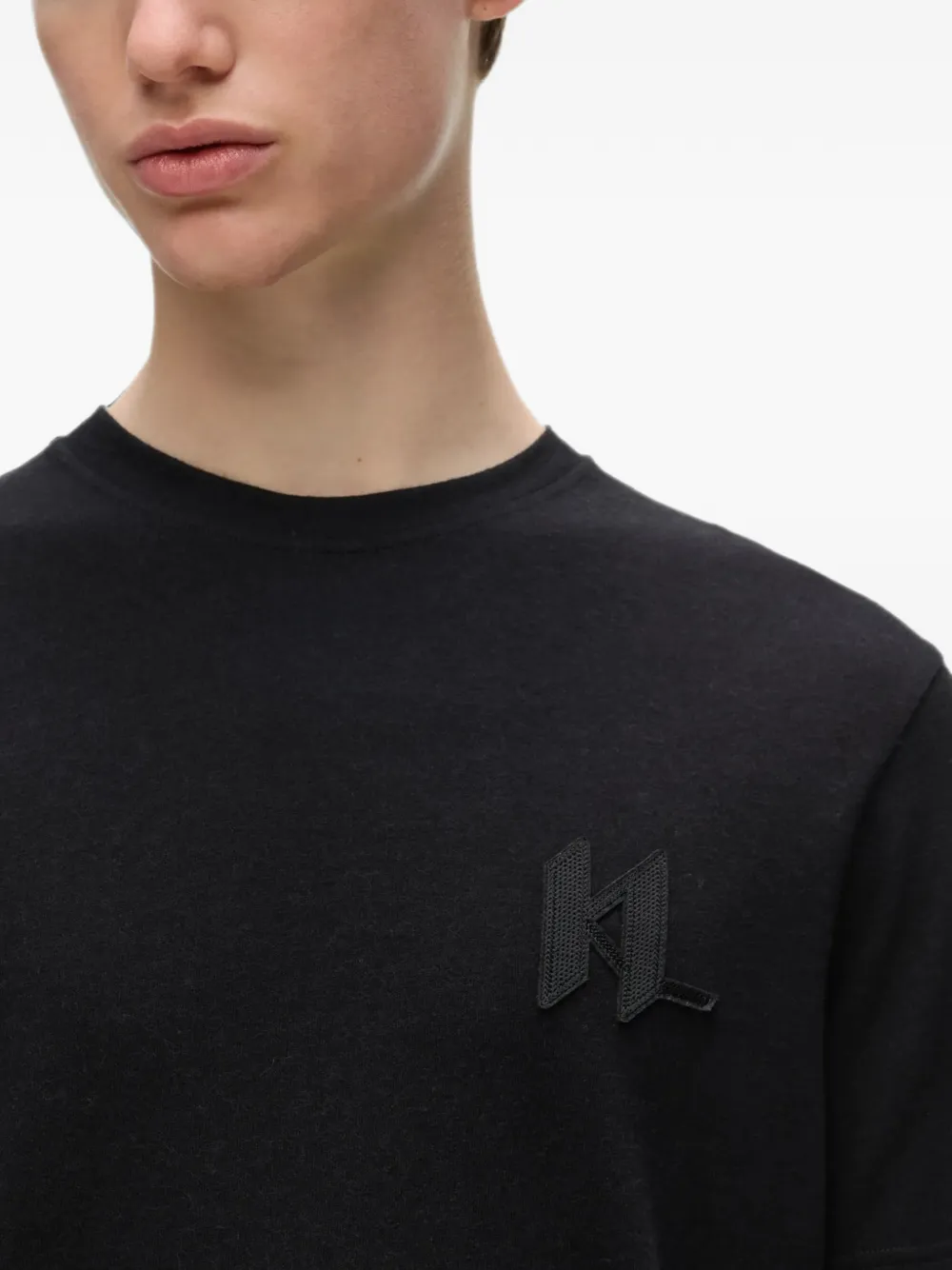 Karl Lagerfeld T-shirt van wolblend met monogram Zwart