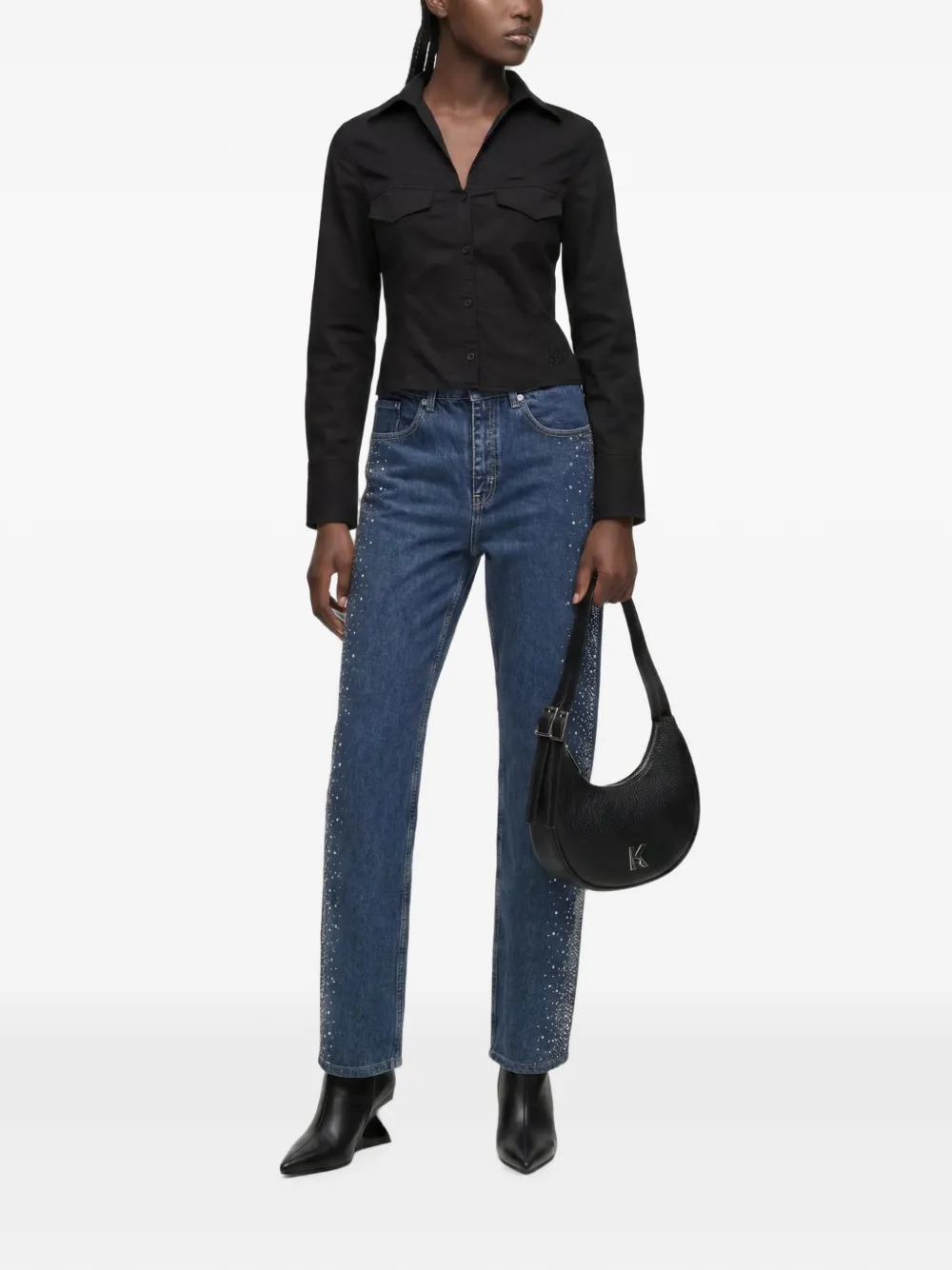 Karl Lagerfeld Jeans verfraaid met kristallen Blauw