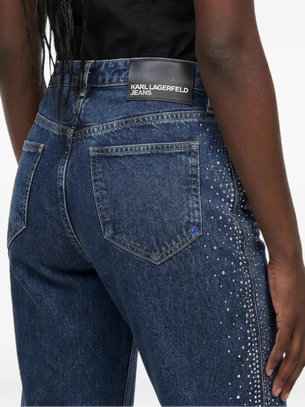 Karl Lagerfeld Jeans verfraaid met kristallen Blauw