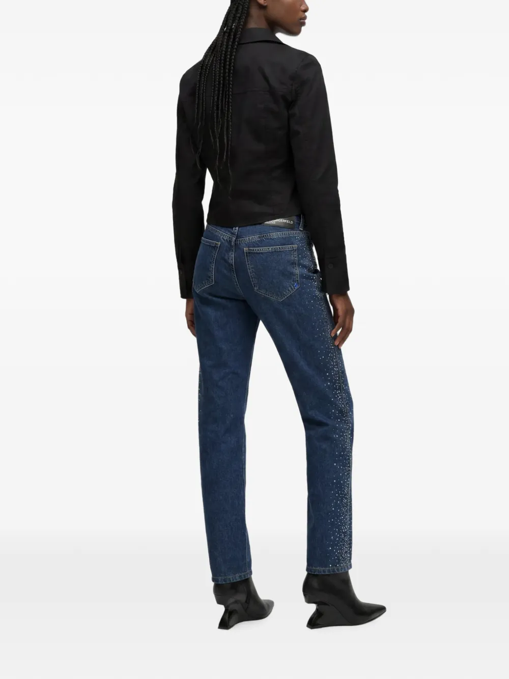 Karl Lagerfeld Jeans verfraaid met kristallen Blauw