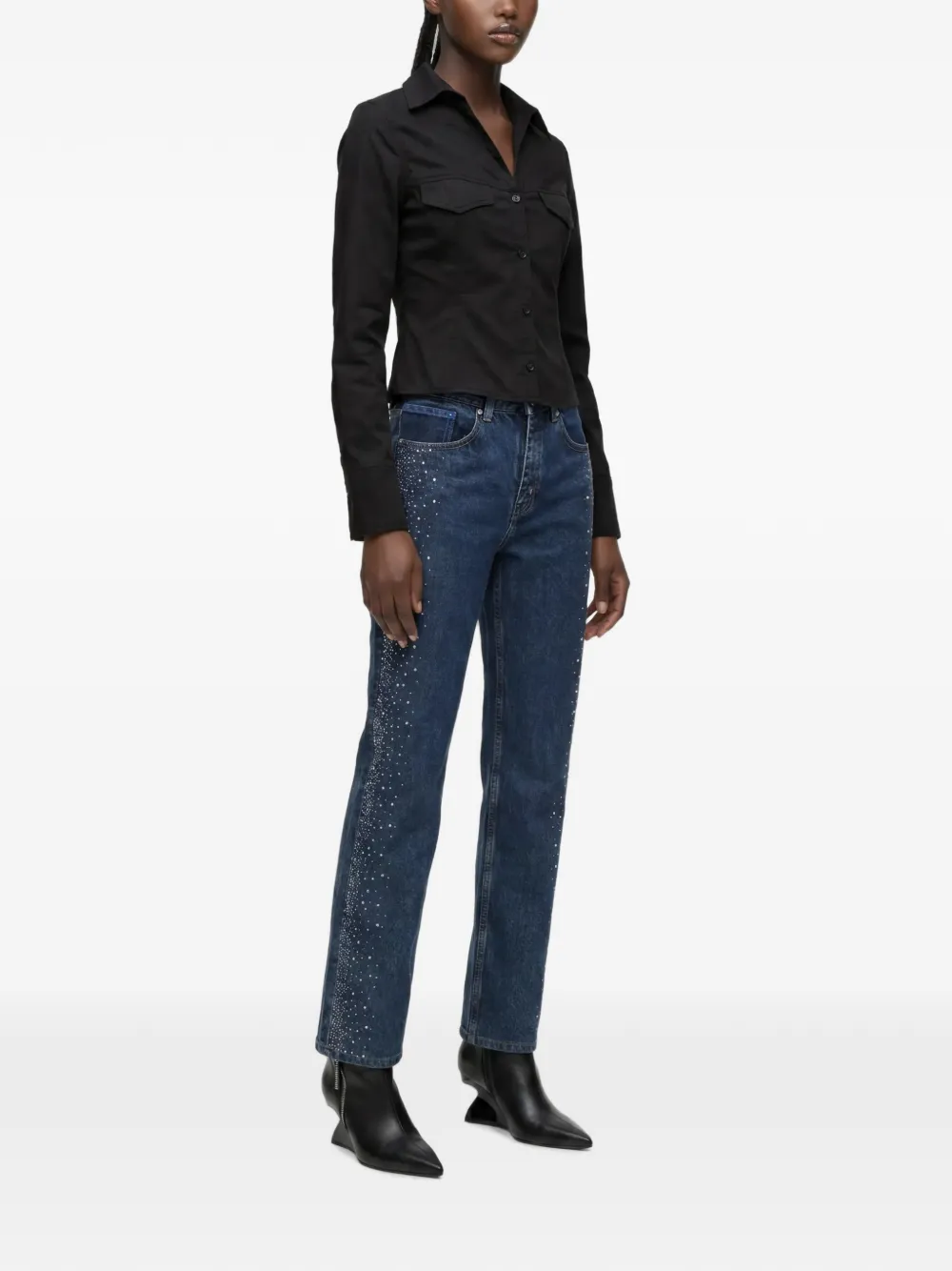 Karl Lagerfeld Jeans verfraaid met kristallen Blauw