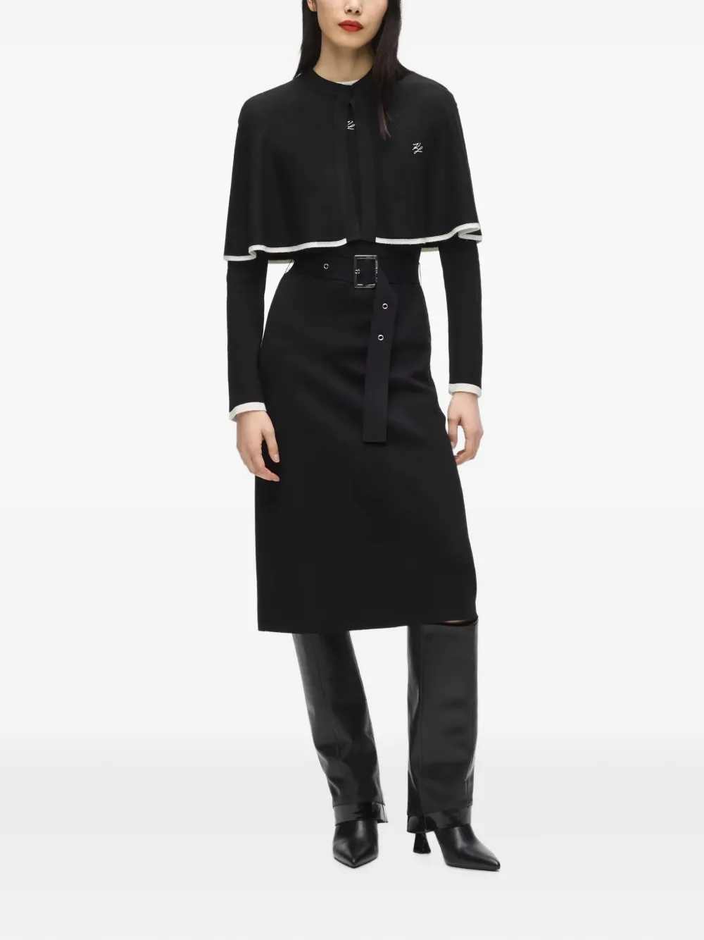 Karl Lagerfeld Jurk met cape Zwart