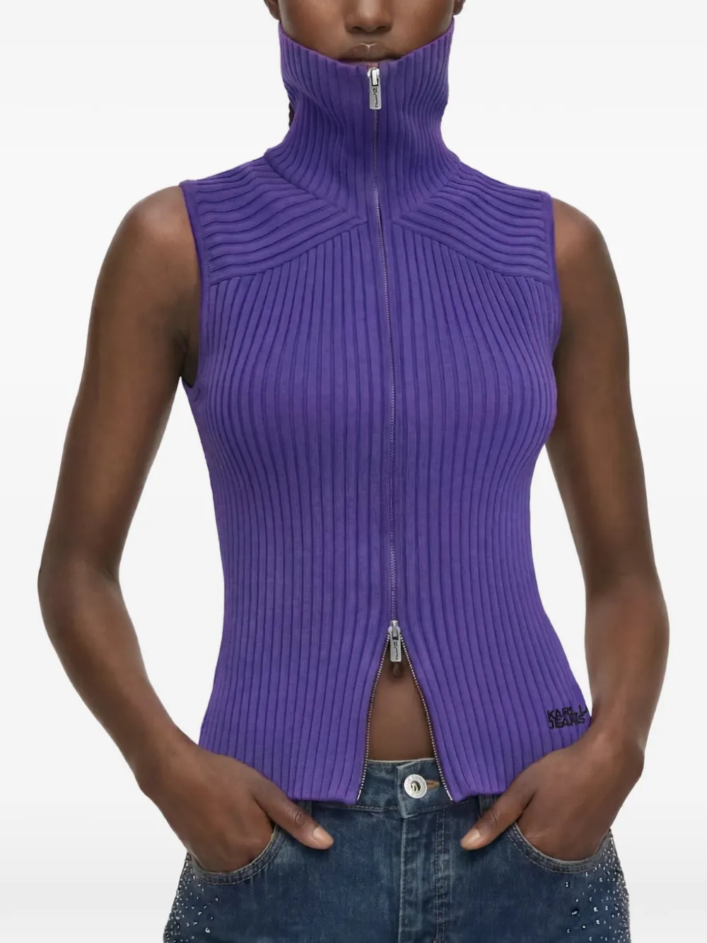 Karl Lagerfeld Jeans zip knit vest Paars