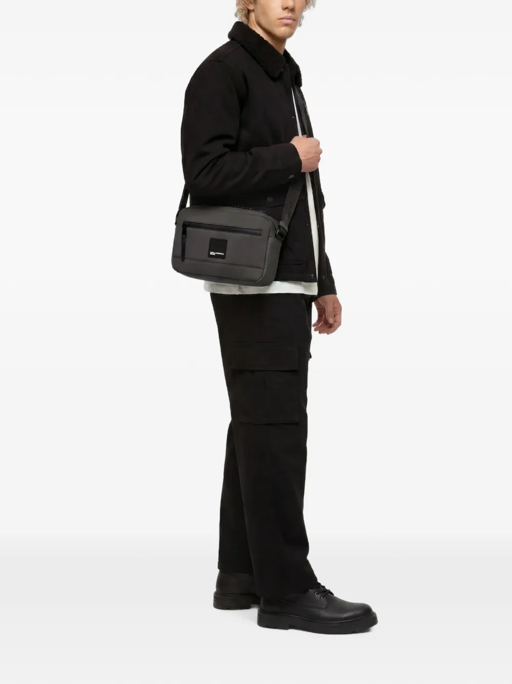 Karl Lagerfeld Jeans Gecoate crossbodytas van imitatieleer Grijs